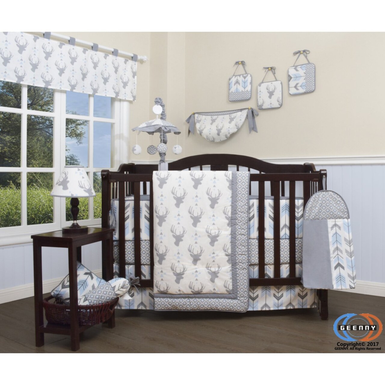 GEENNY Bumperless 12PCS Woodland Deer Arrow Baby Nursery Crib Bedding Set By